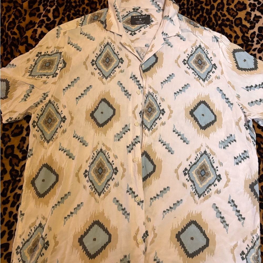Geometric Patterned Button-Up Shirt